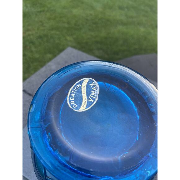 Vintage Vimax Aqua Blue Glass Vase Made In Italy 13” Tall With Original Sticker - Picture 9 of 10
